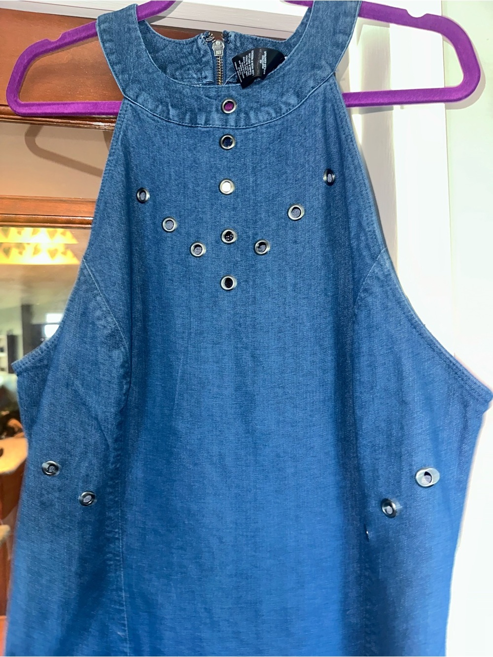 Ashley Stewart NWT Sleeveless Denim Shift Dress - Blue P2P 20” waist 17-18” - Picture 5 of 16
